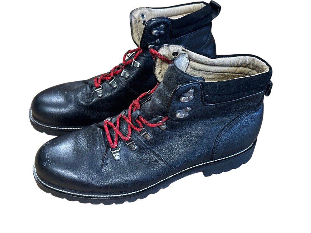 Banana Republic Mens 13 M Leather Hiking Boots Black Red Laces